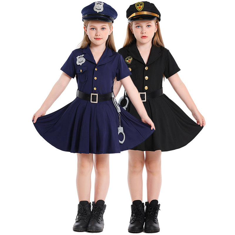 Girl Police Costume with Skirt and Hat Chichicherry