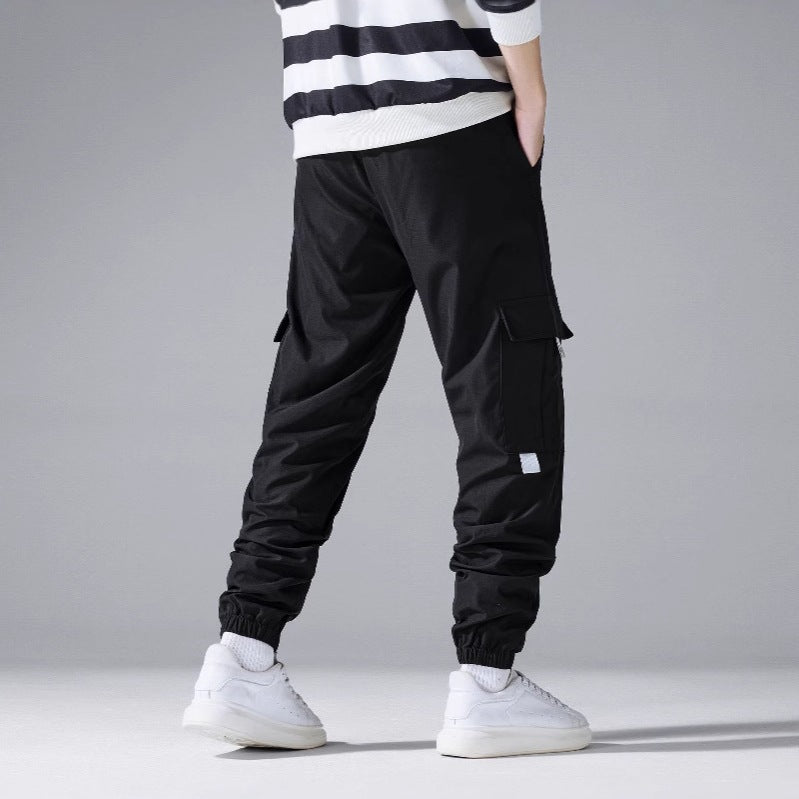 Men's Cargo Jogging Pants with Multi-Function Pockets, Drawstring Waistband & Elastic Ankle Cuffs Chichicherry