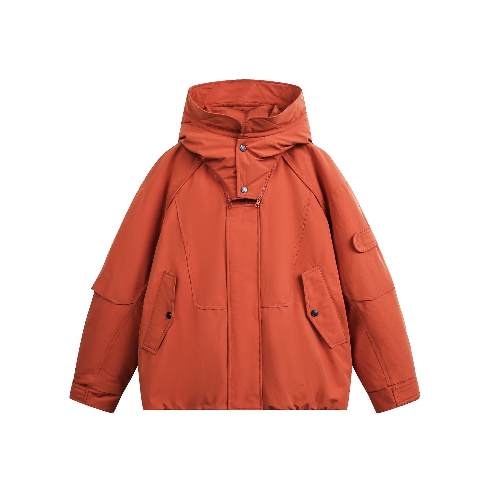 Men's Oversize Functional Parka with High Stand-Up Hood and Utility Pockets Chichicherry