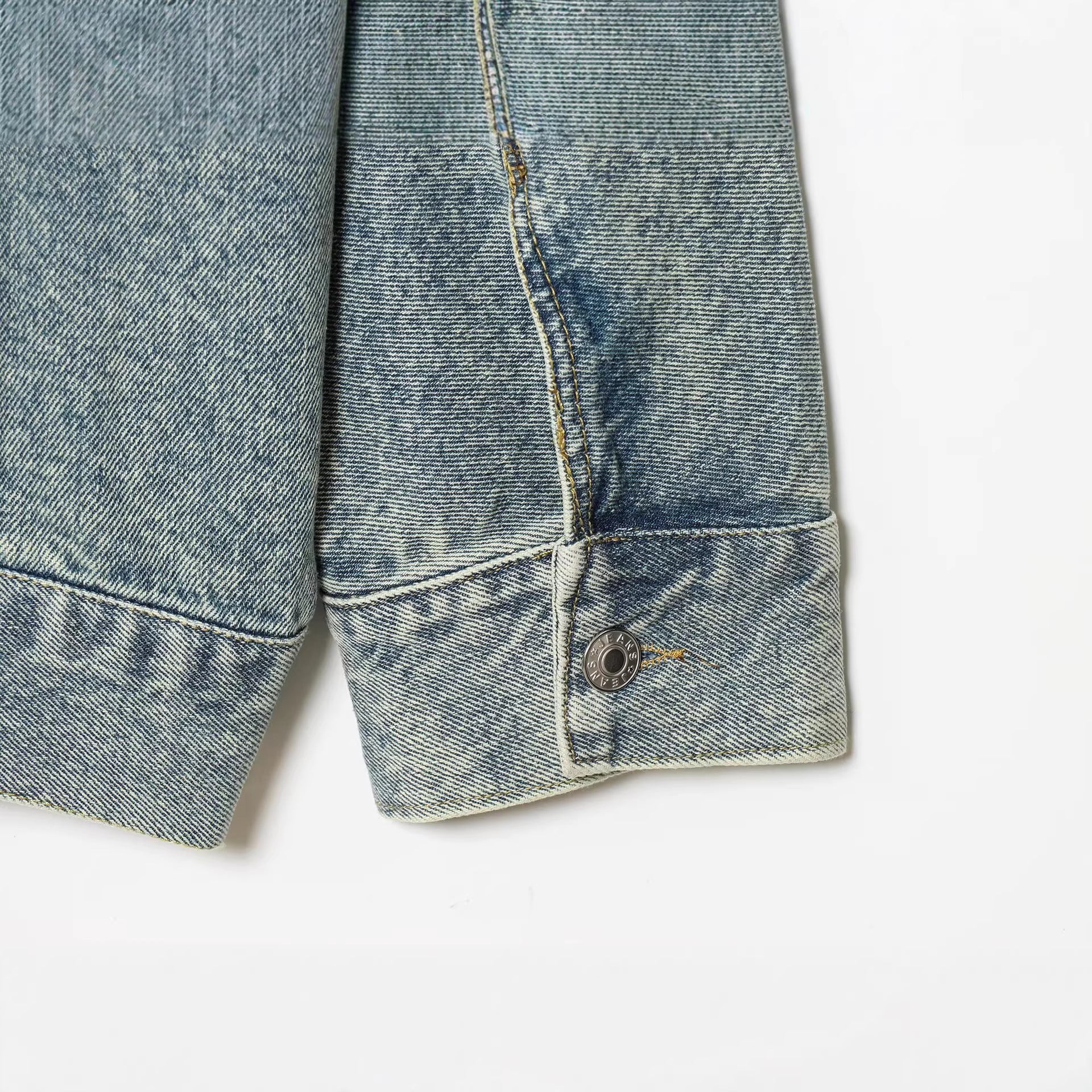 Women's Oversized Denim Jacket in Vintage Washed Look with Chest Flap Pockets Chichicherry