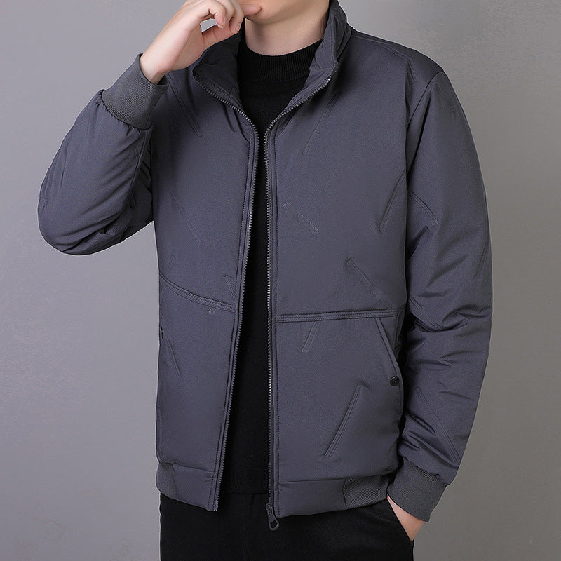 Men's Technical Short Jacket in Urban Bomber Style with Stand-Up Collar and Hidden Pockets Chichicherry