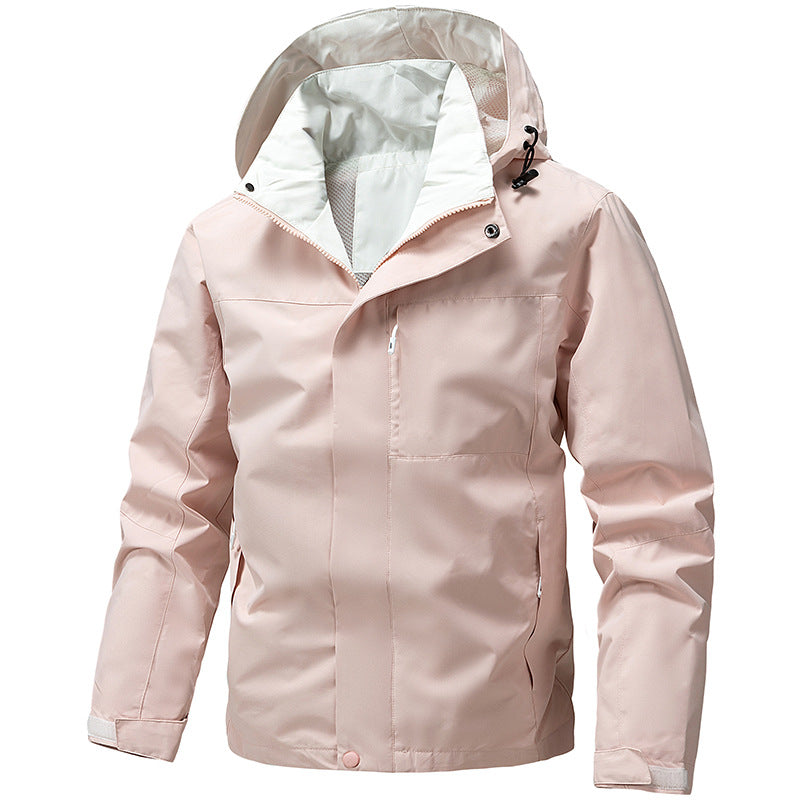 Men's water and windproof functional outdoor jacket with hood, breathable mesh lining and concealed front zip Chichicherry