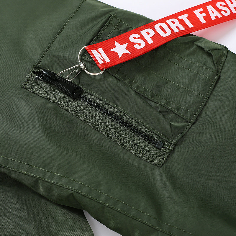 Men's lightweight pilot jacket made of high-tech nylon with sleeve organizer and contrasting interior lining Chichicherry