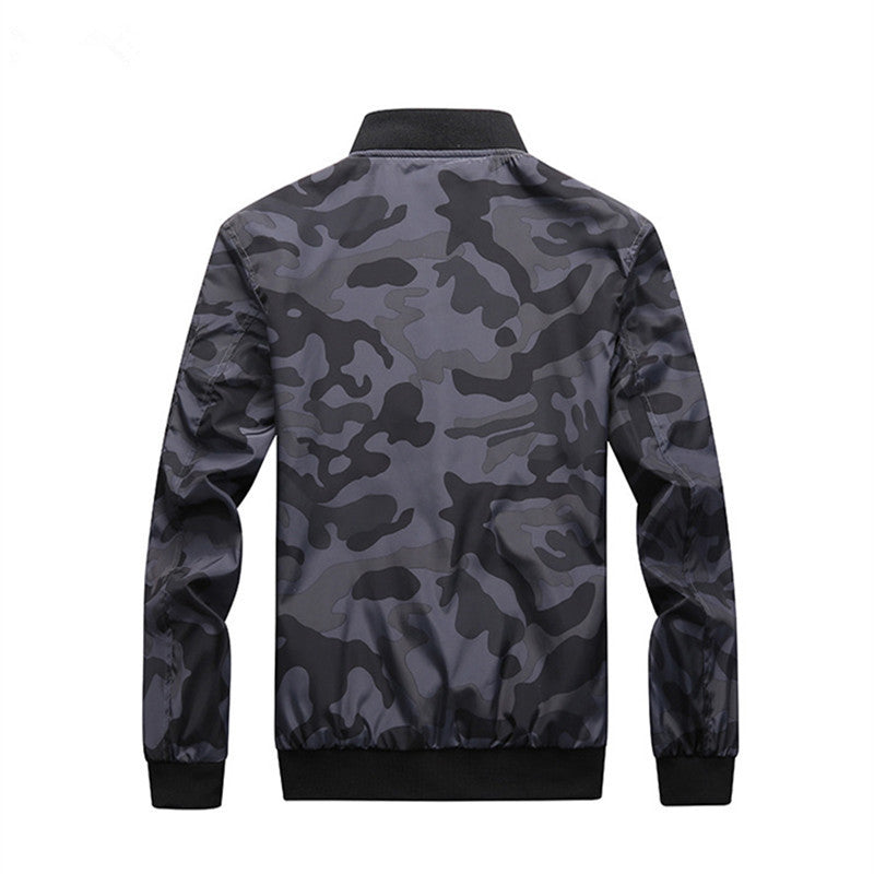 Men's Camouflage Bomber Jacket with Arm Pocket, Elastic Cuffs, and Lightweight Windbreaker Quality Chichicherry