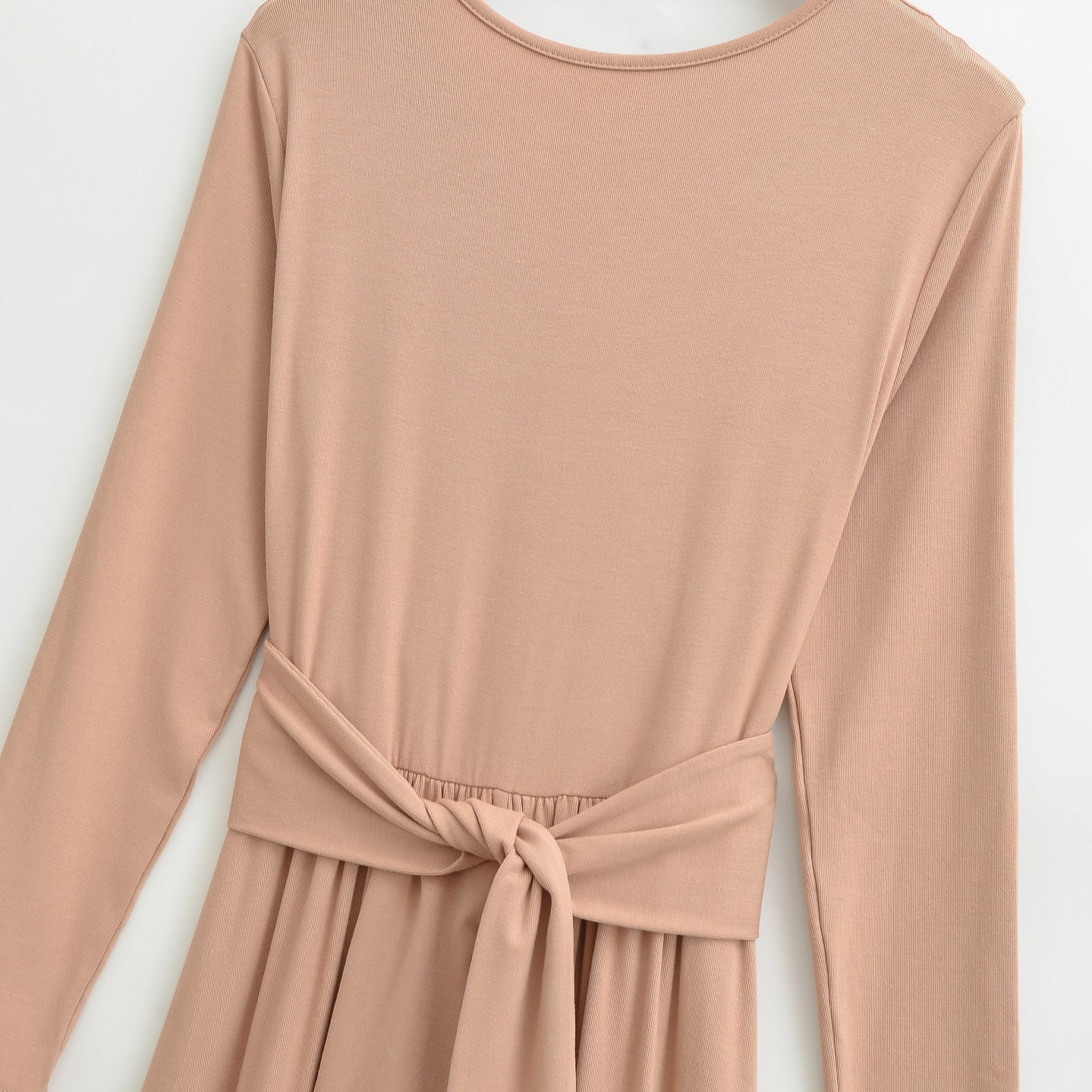 Women's Maxi Wrap Dress with Tailored Wrap Section and Long Sleeves Chichicherry