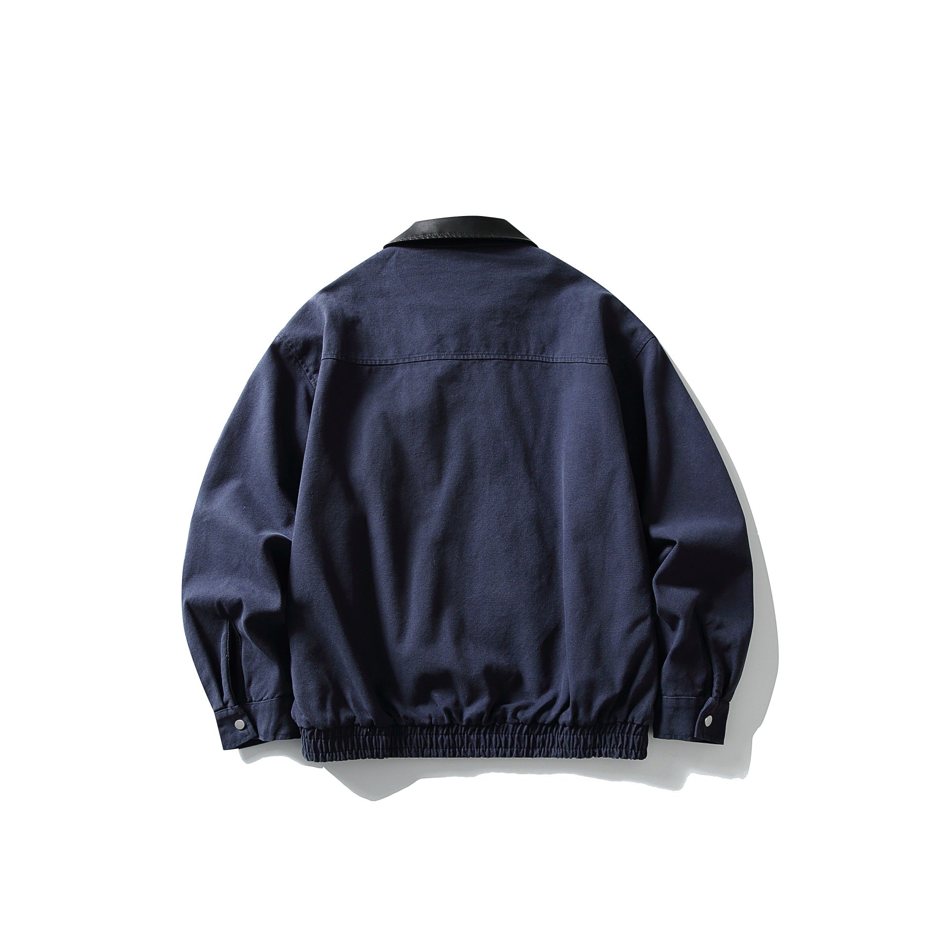 Men's short-cut boxy blouson with contrasting leather collar Chichicherry