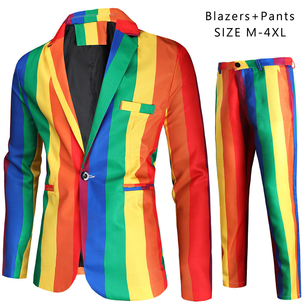 Men's statement two-piece with striking vertical stripes, blazer & suit pants Chichicherry
