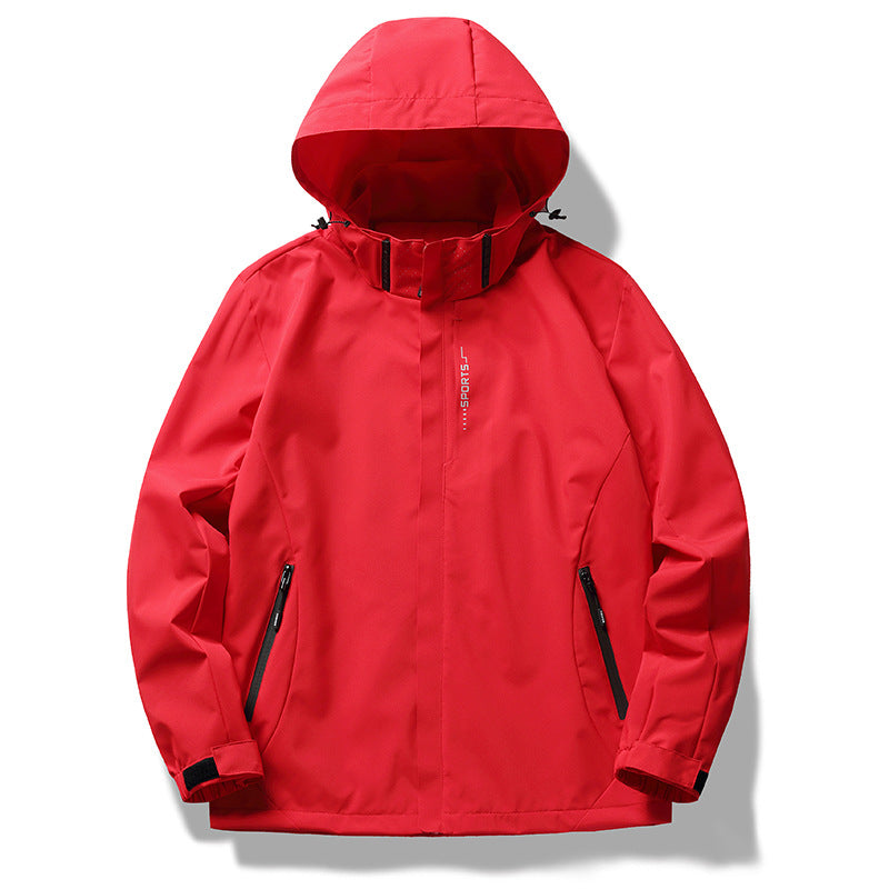Men's Three-Layer Softshell Jacket with Hood, Wind Flap and Water-Repellent Zippers Chichicherry