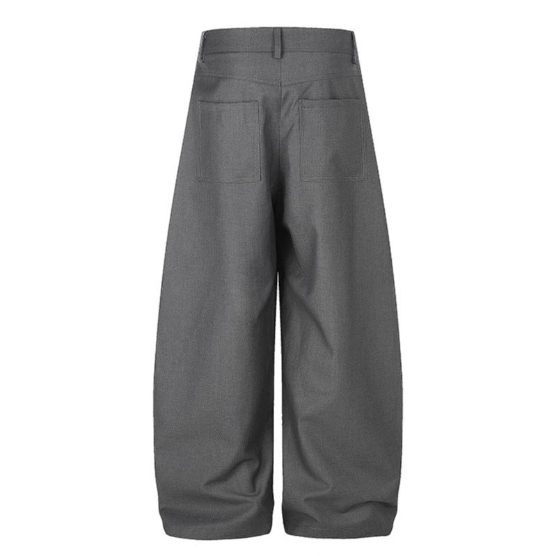 Women's Wide Palazzo Pants with High Waist, Pleats and Asymmetrical Button Placket Chichicherry