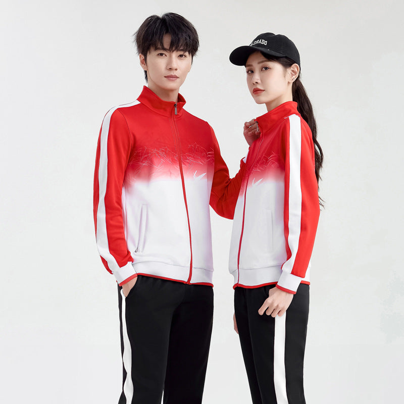 Unisex Breathable Training Set with Gradient Jacket and Contrast Stripes Chichicherry