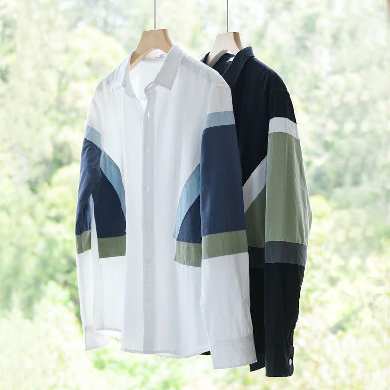 Men's colorblock shirt made of cotton blend with long sleeves and contrasting panels Chichicherry