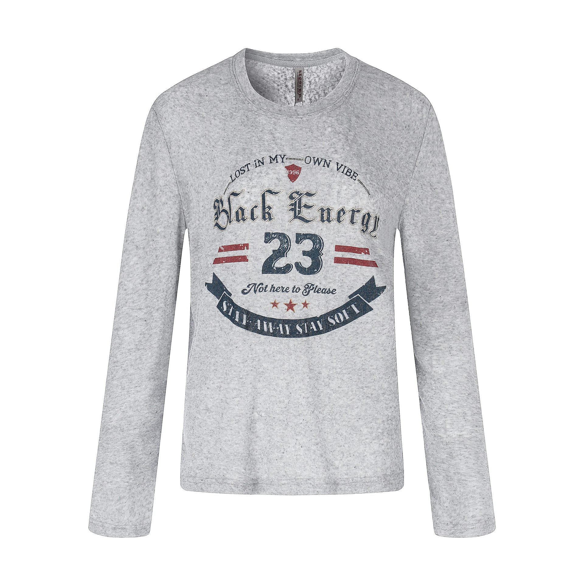 Unisex Long Sleeve Sweatshirt with Vintage Print and Crew Neck Chichicherry