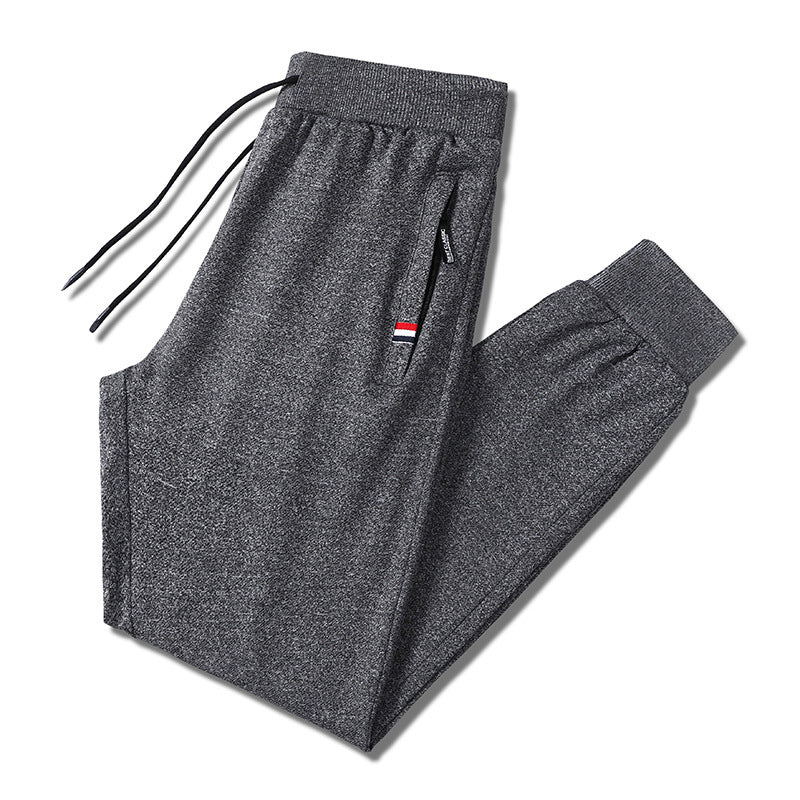 Men's Slim-Fit Jogging Pants with Elastic Ribbed Waistband, Drawstring and Zipper Pockets Chichicherry