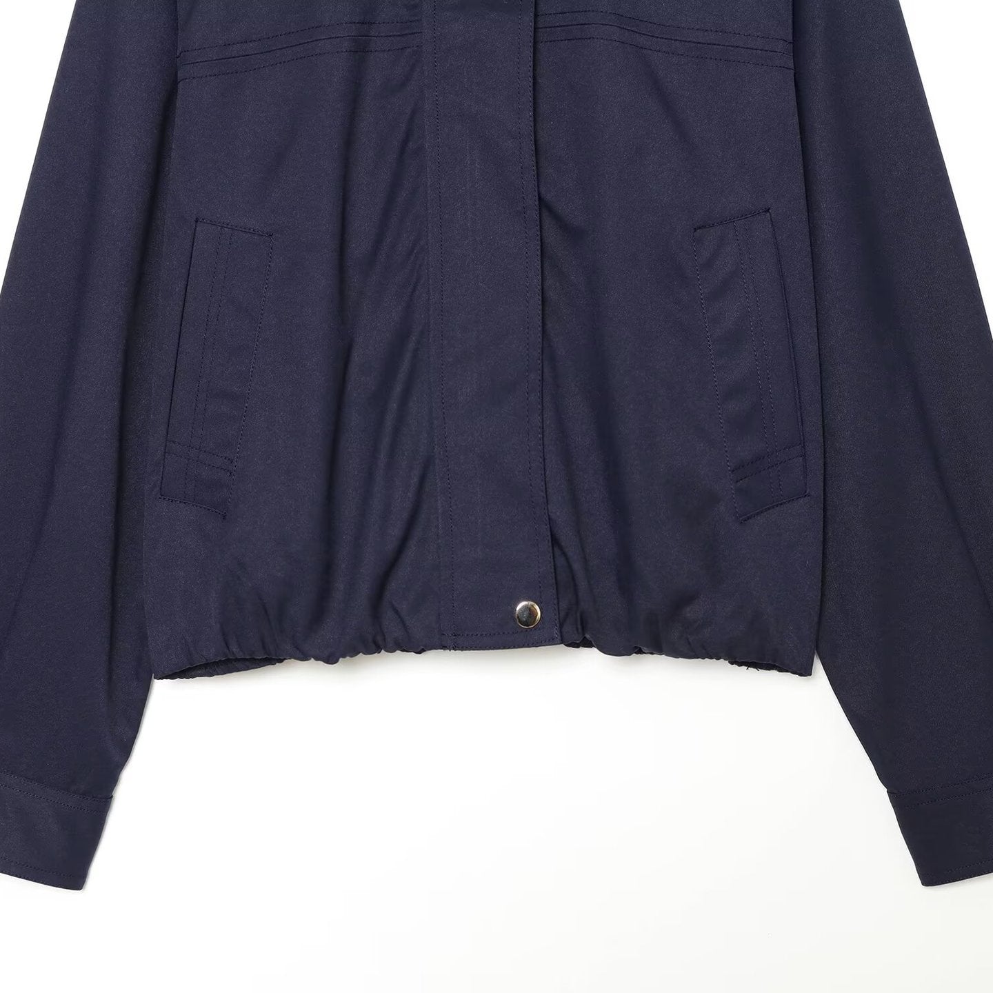 Women's short bomber-style jacket with contrasting embossed faux leather collar Chichicherry