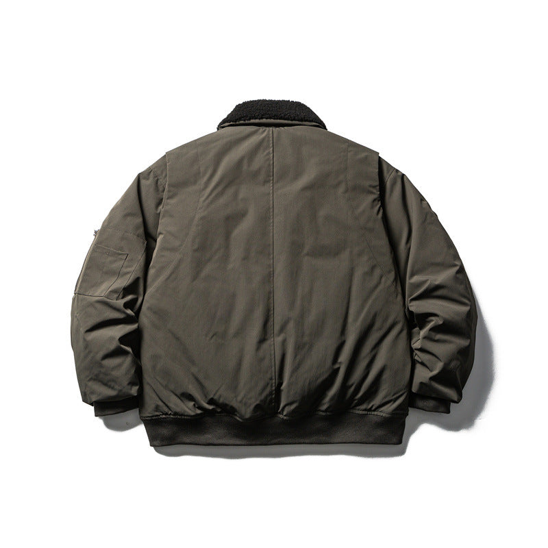 Men's short parka bomber with sherpa collar, padded utility jacket Chichicherry