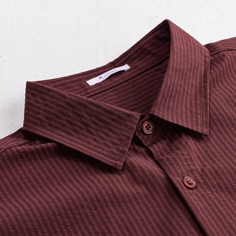 Men's structured overshirt made of breathable cotton blend with fine stripe relief and chest pocket Chichicherry