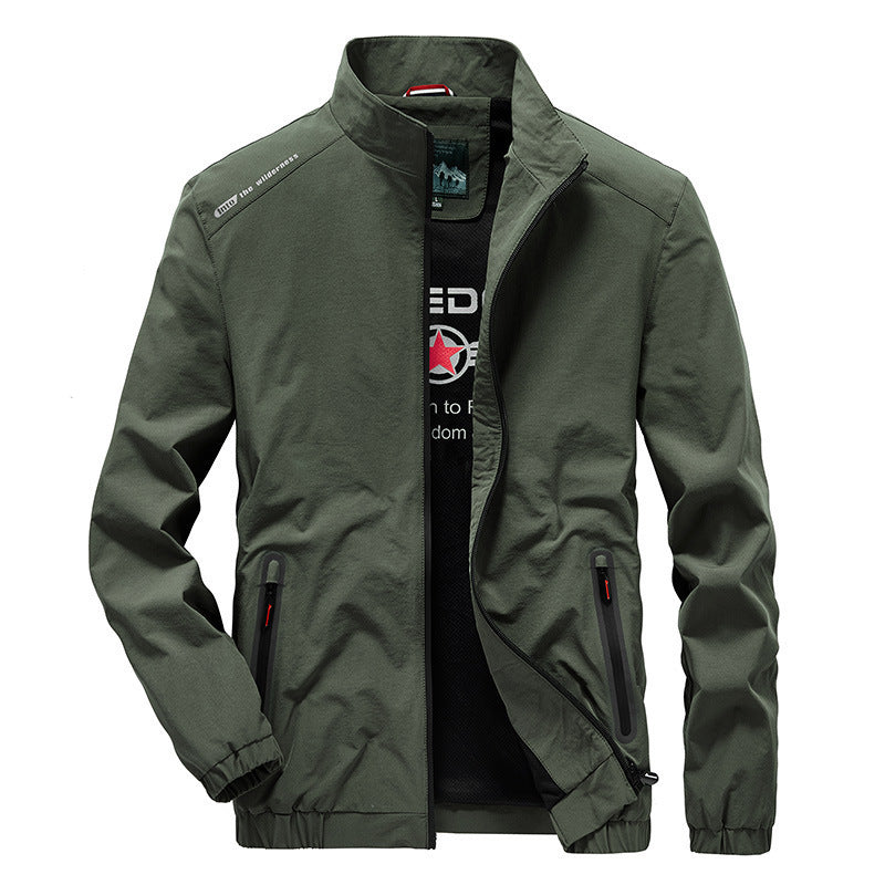 Men's lightweight softshell outdoor jacket with stand-up collar, water-repellent surface and zippered pockets Chichicherry