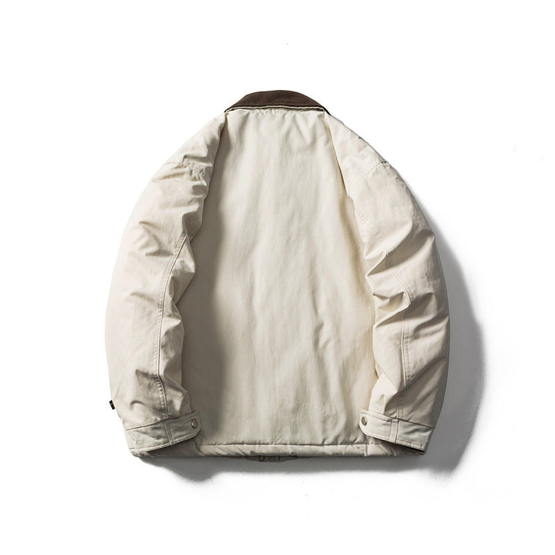 Unisex Padded Boxy Field Jacket with Cord Collar, Flap Pockets and Drawstring Chichicherry