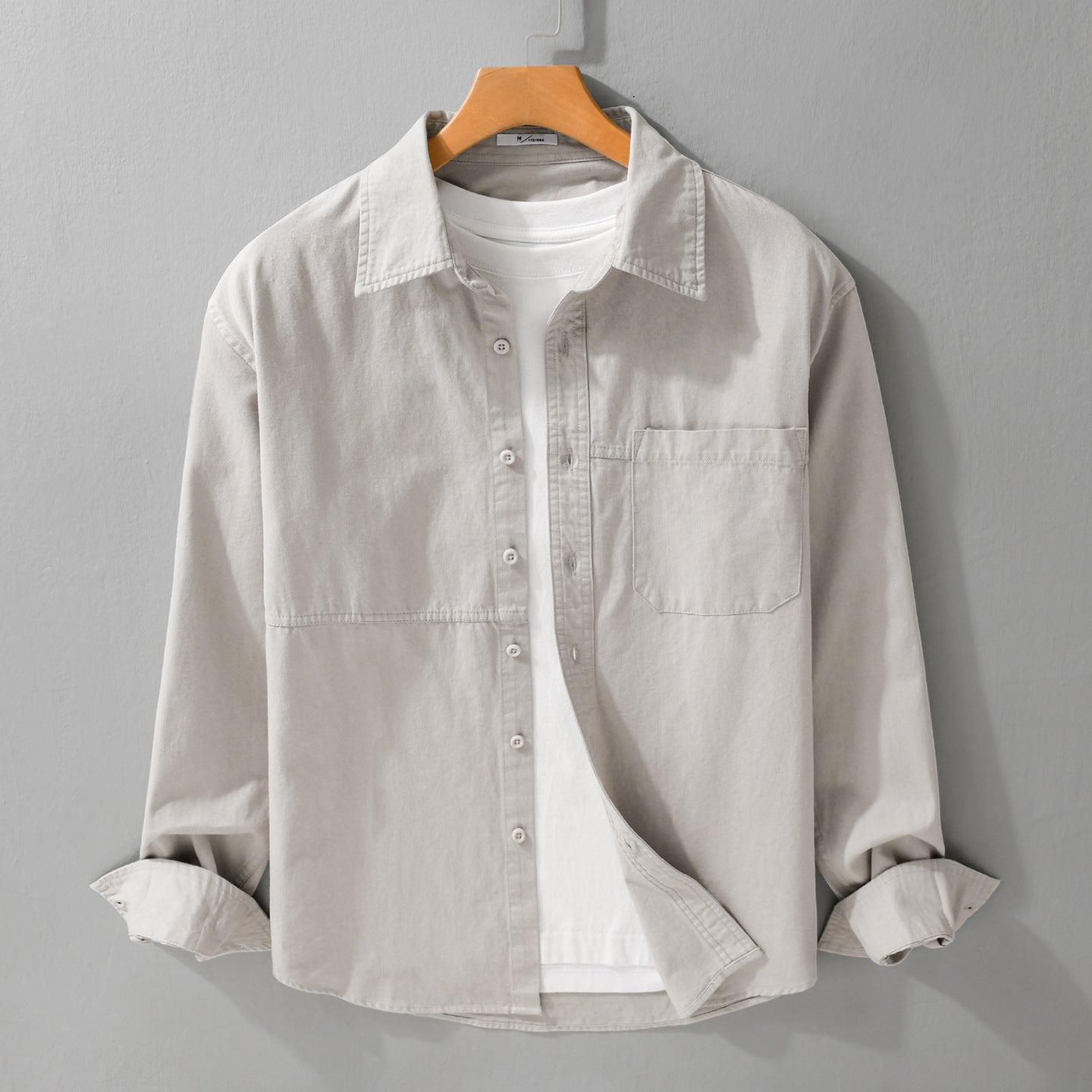 Men's lightweight shirt jacket overshirt made of washed cotton twill with chest pocket Chichicherry