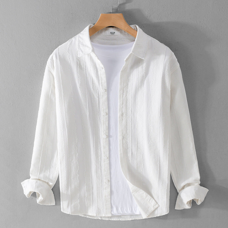 Men's lightweight structured shirt made of cotton blend with fine stripe pattern and classic collar Chichicherry