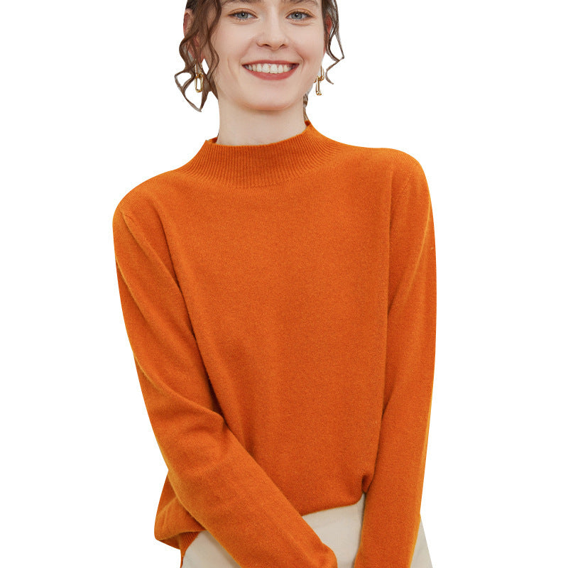 Women's soft fine-knit mock neck pullover with angora look and casual silhouette Chichicherry