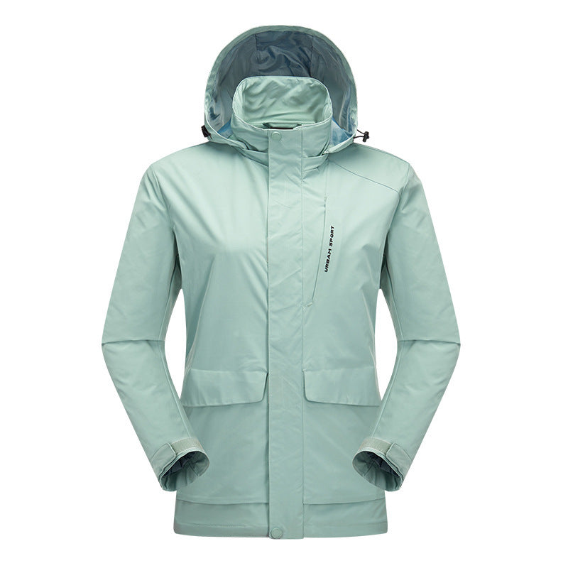 Men's waterproof city outdoor jacket with hood, concealed zipper and cargo pockets Chichicherry