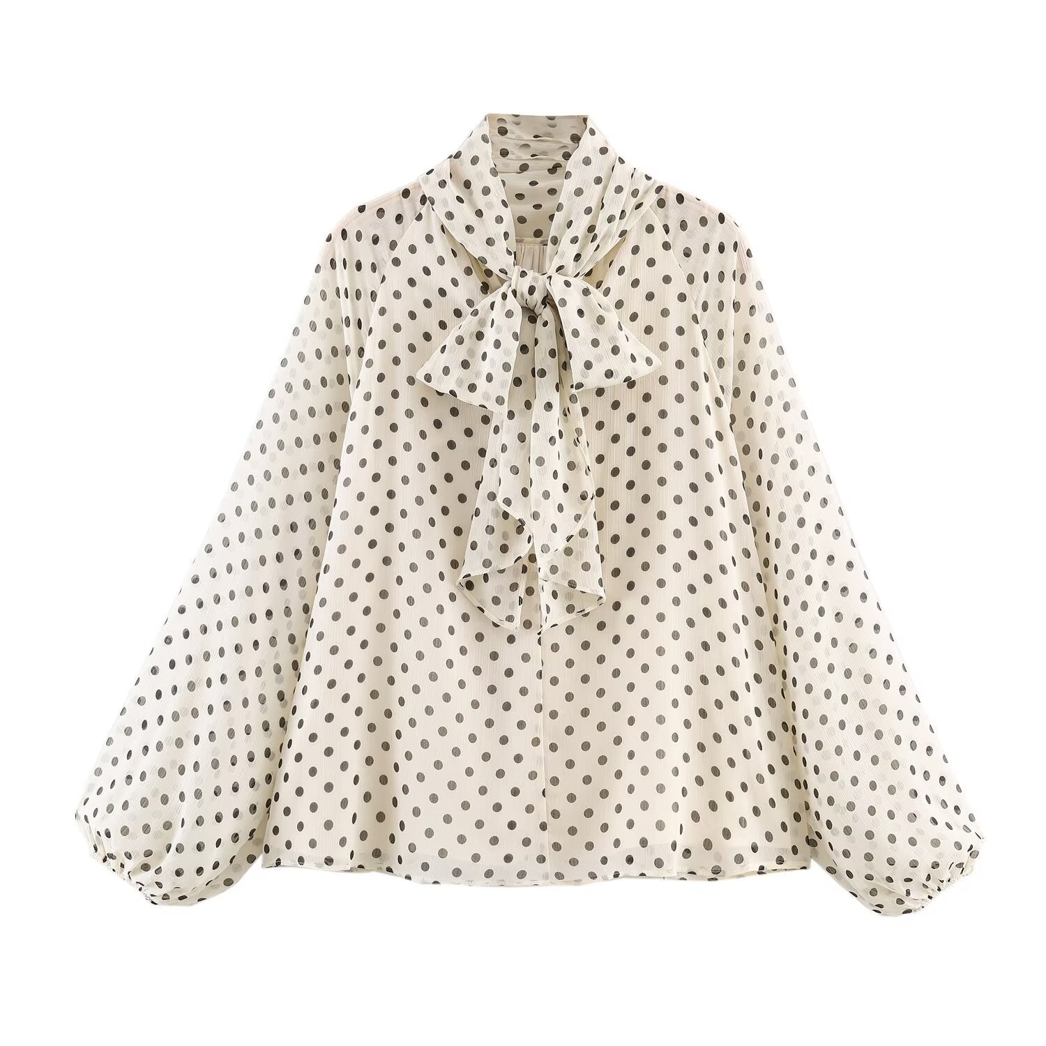 Women's chiffon blouse with bow collar and balloon sleeves Chichicherry