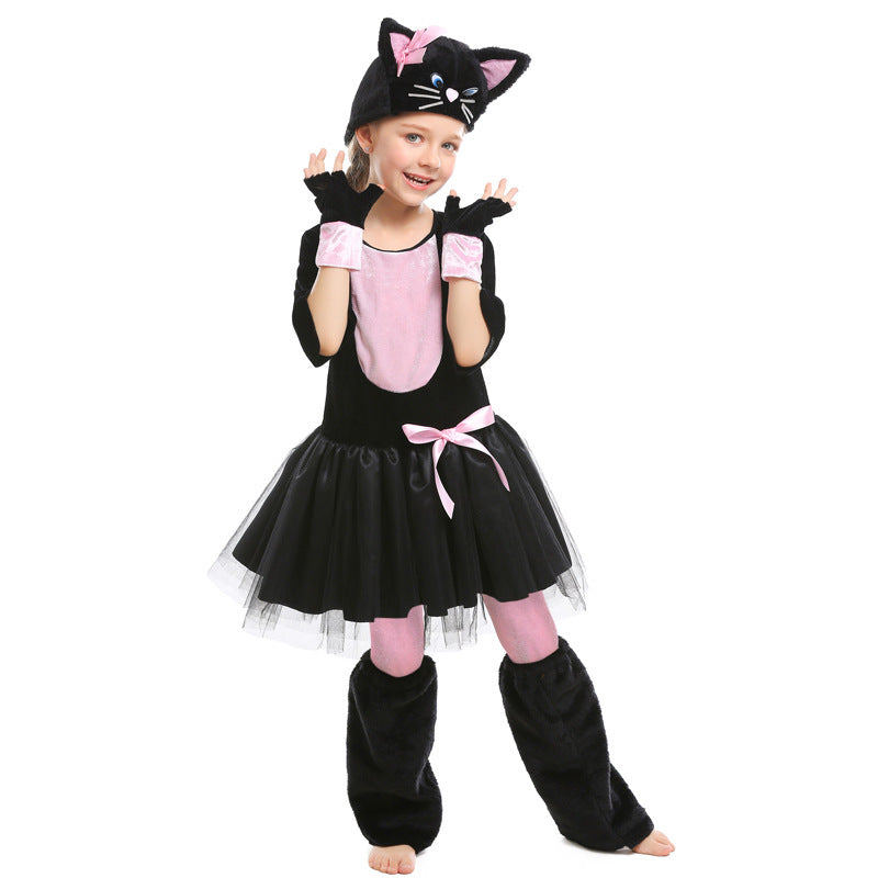 Girl Cat Costume with Tail and Soft Plush Chichicherry