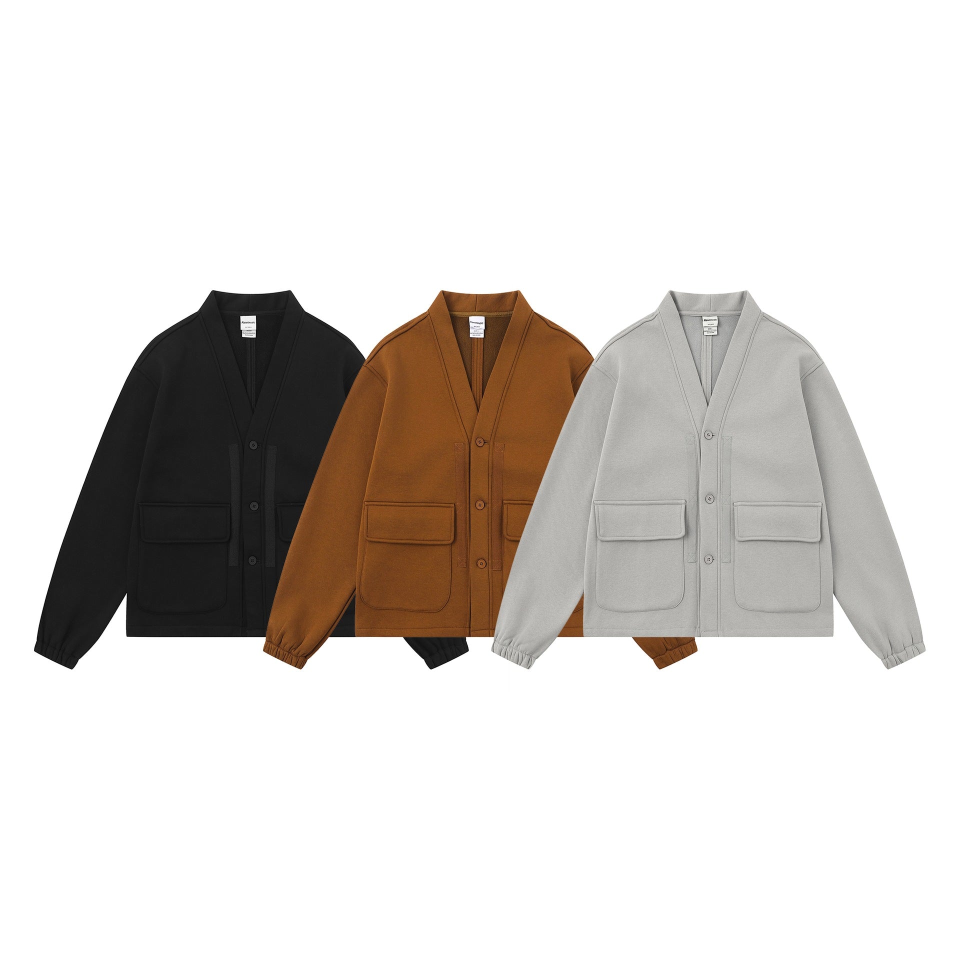Unisex Oversize Sweat Jacket with Shawl Collar and Patch Pockets Chichicherry