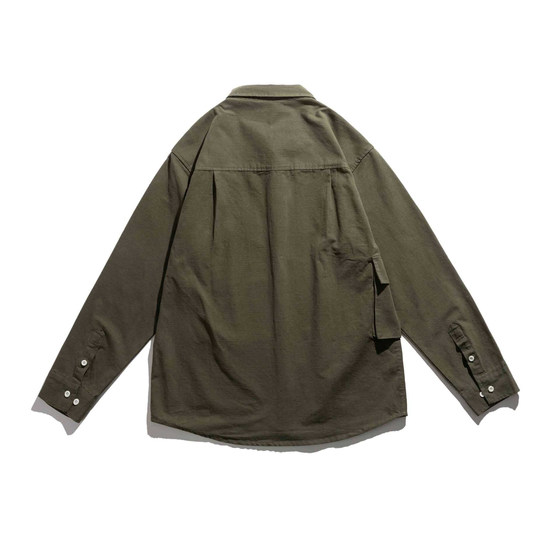 Men's utility overshirt with patch pockets and asymmetric contrast detail Chichicherry
