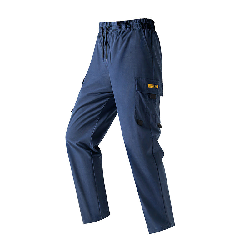 Men's Lightweight Utility Cargo Pants with Elastic Waistband, Drawstring & Side Flap Pocket Chichicherry