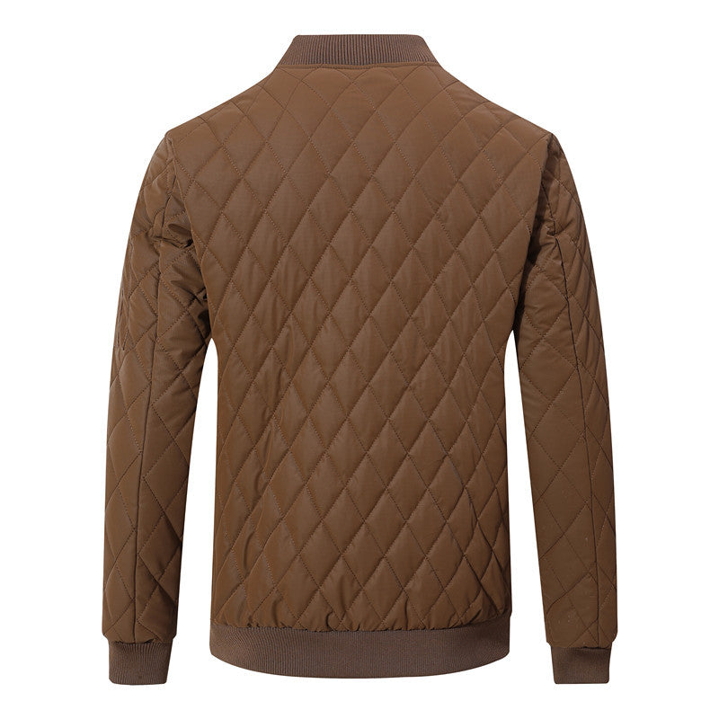 Men's Quilted Bomber Jacket with Diamond Pattern and Arm Pocket Chichicherry