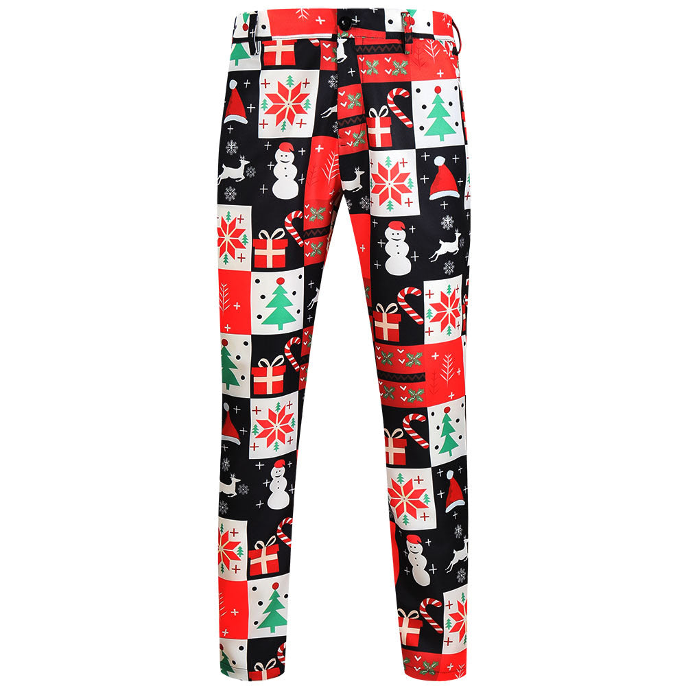 Men's Christmas Slim-Fit Chino Pants with Allover Santa Print and Stretch Comfort Chichicherry