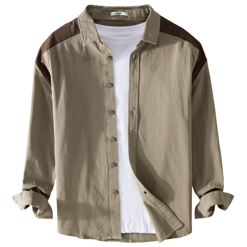 Men's overshirt with contrast yoke and loose fit made of cotton blend Chichicherry