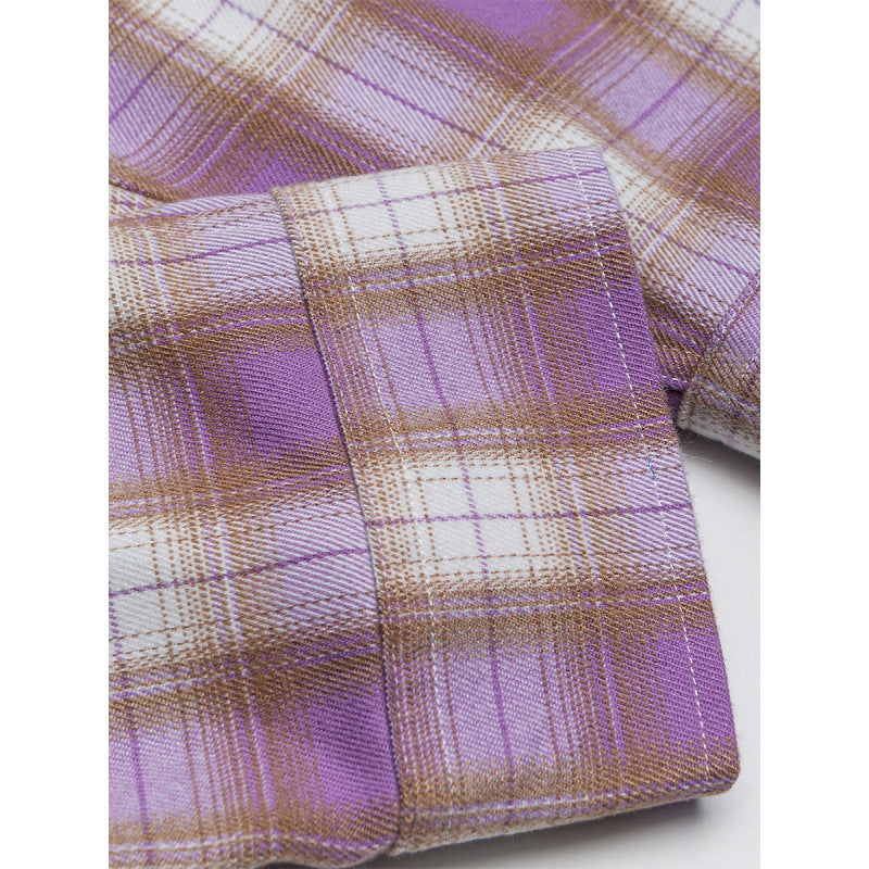 Women Oversized Check Shirt with Longline Cut, Chest Pocket and Rounded Hem Chichicherry