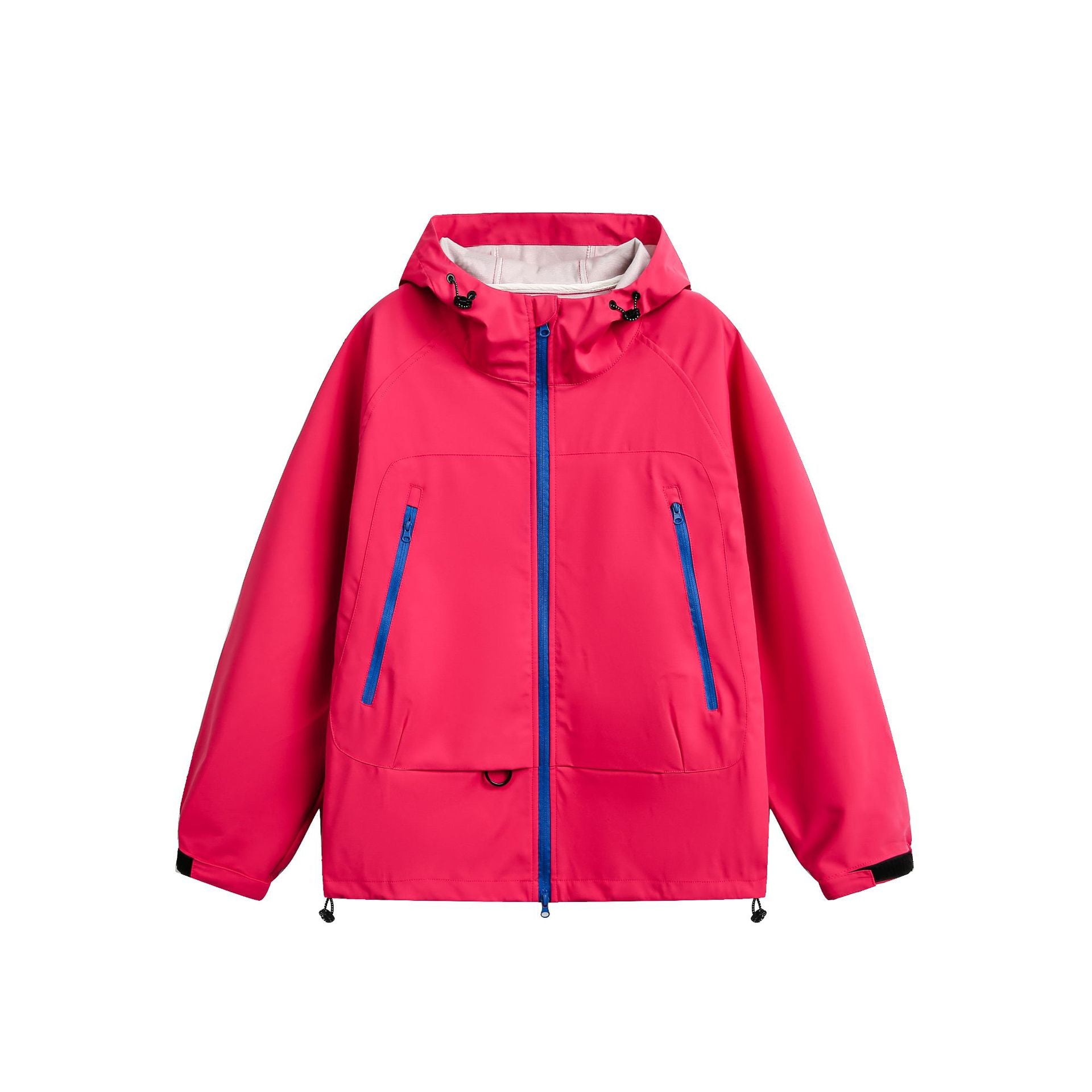Women's Waterproof Softshell Rain Jacket with Hood, Adjustable Hem and Contrasting Zippers Chichicherry