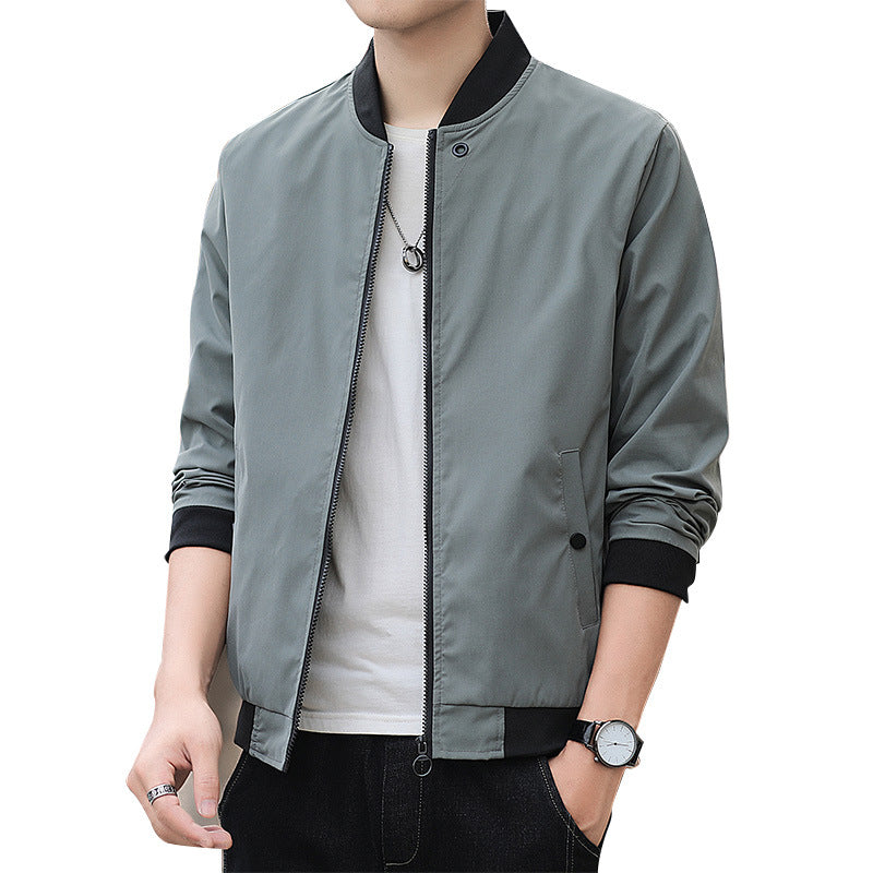Men's Minimalist Lightweight Bomber Jacket with Matte Microfiber Outer Layer and Contrasting Zipper Chichicherry