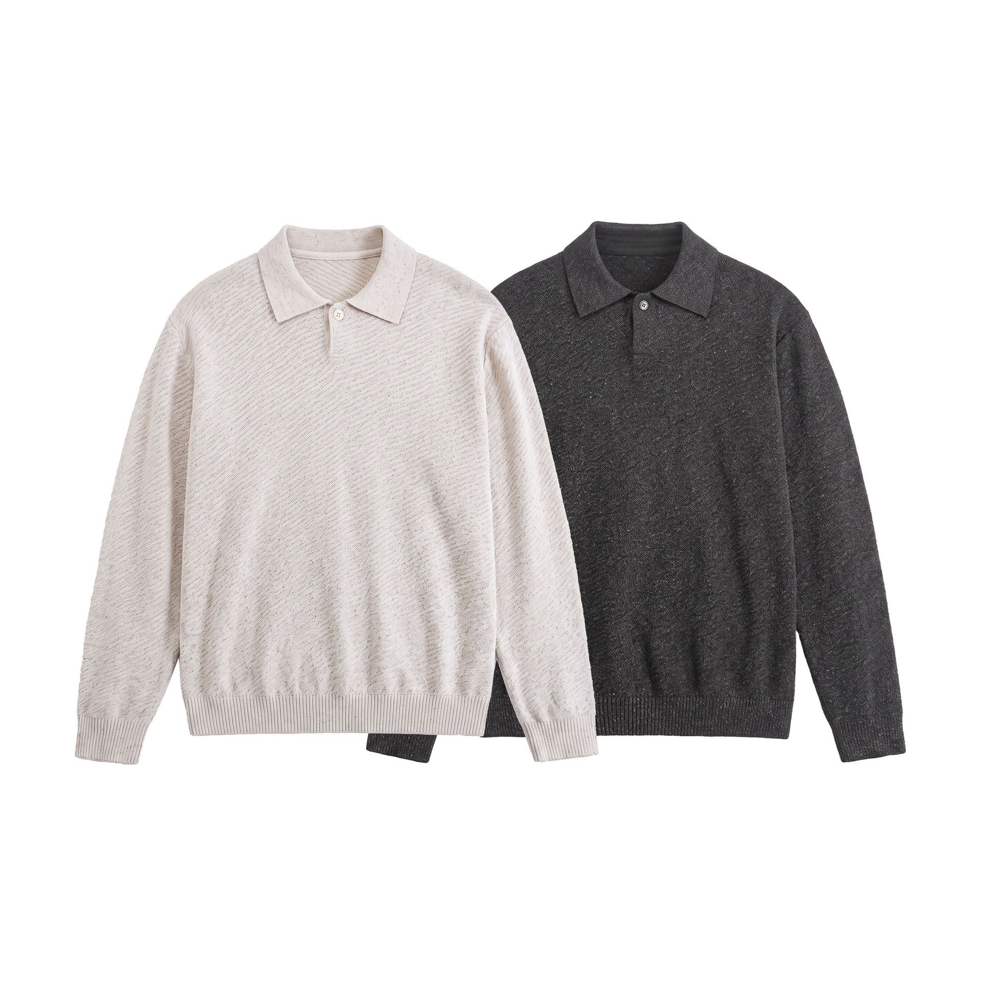 Men's knitted polo shirt with textured yarn and relaxed fit Chichicherry