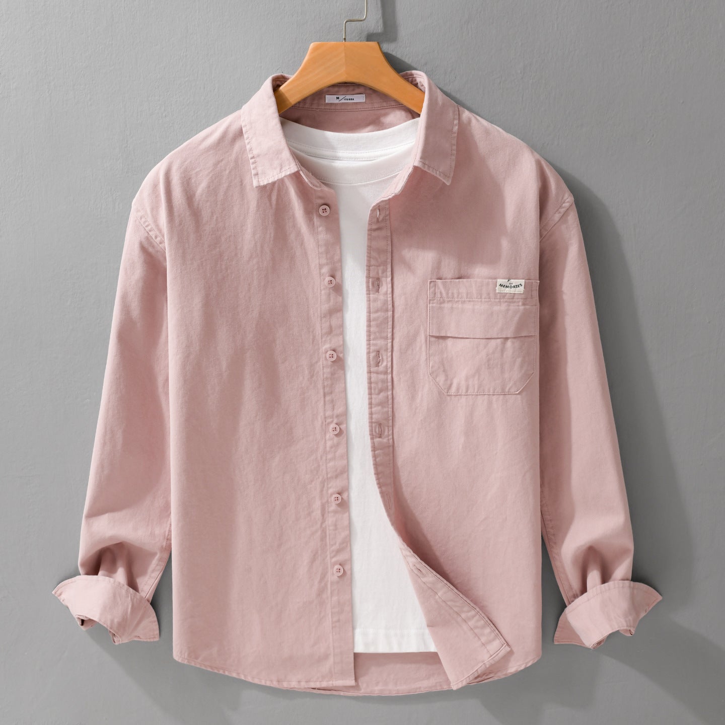 Men's Lightweight Cotton Overshirt with Kent Collar, Chest Pocket and Relaxed Fit Chichicherry