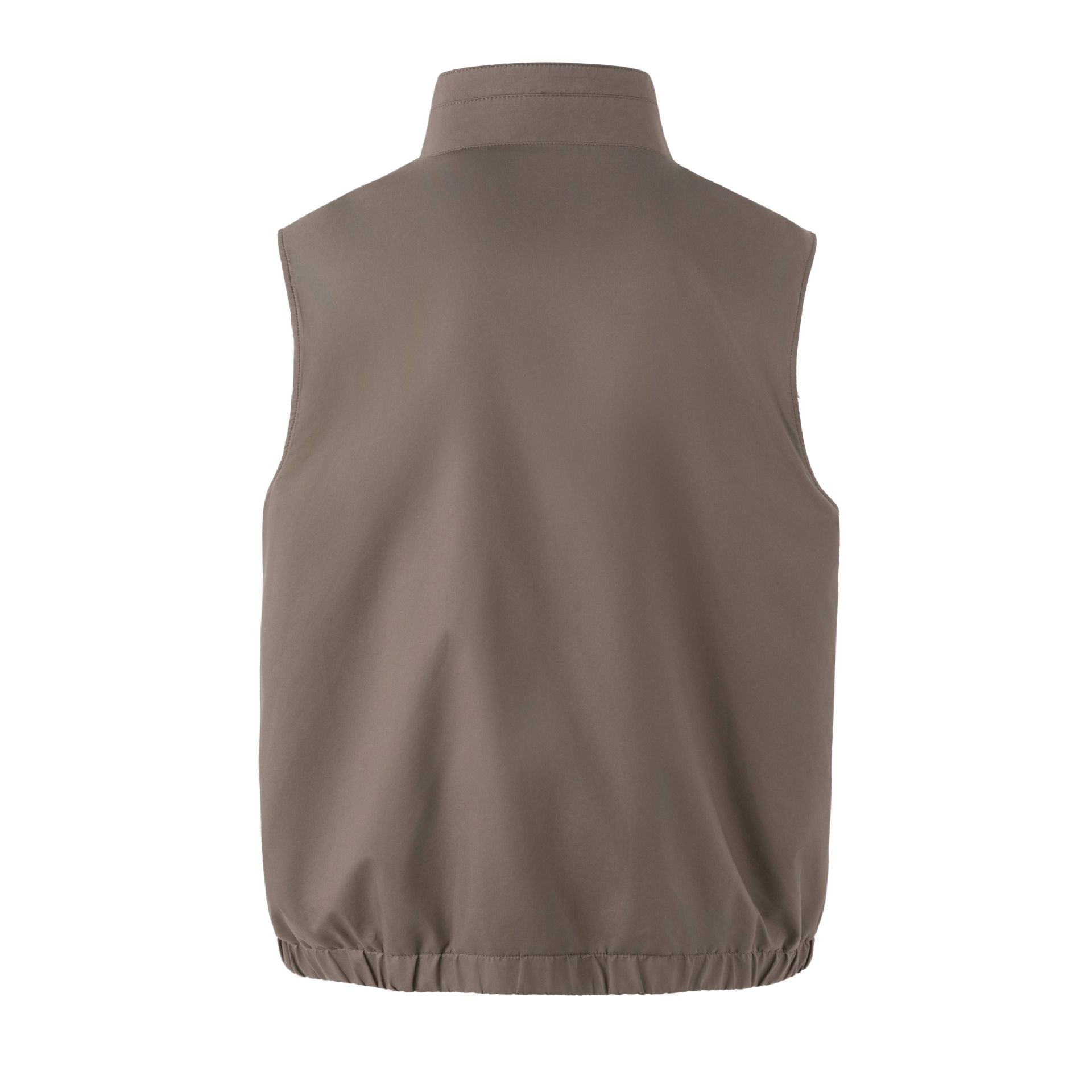 Unisex Reversible Padded Vest with High Stand-Up Collar and Elastic Hem Chichicherry