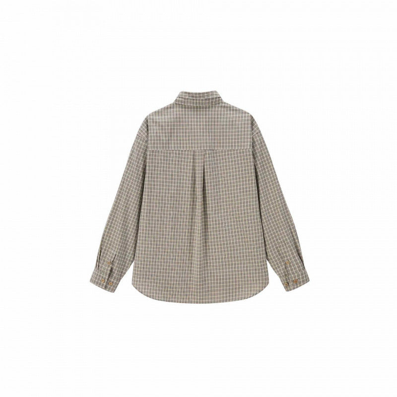 Women Checked Blouse with Bow Collar and Breast Pocket Chichicherry