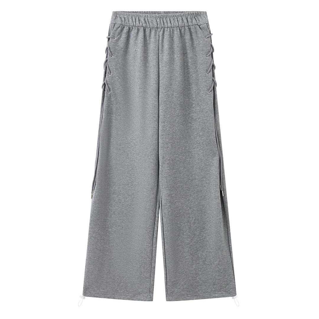 Women wide high-waisted palazzo pants with side lacing Chichicherry