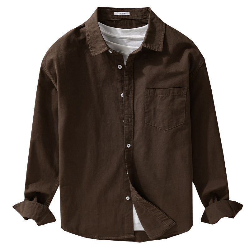 Men's Casual Layering Shirt in Overshirt Style with Soft Cotton Feel and Chest Pocket Chichicherry