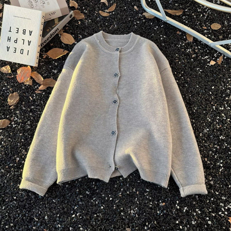 Unisex Kuscheliger melierter Feinstrick-Pullover mit Raglanärmeln und geripptem Rundhals Chichicherry