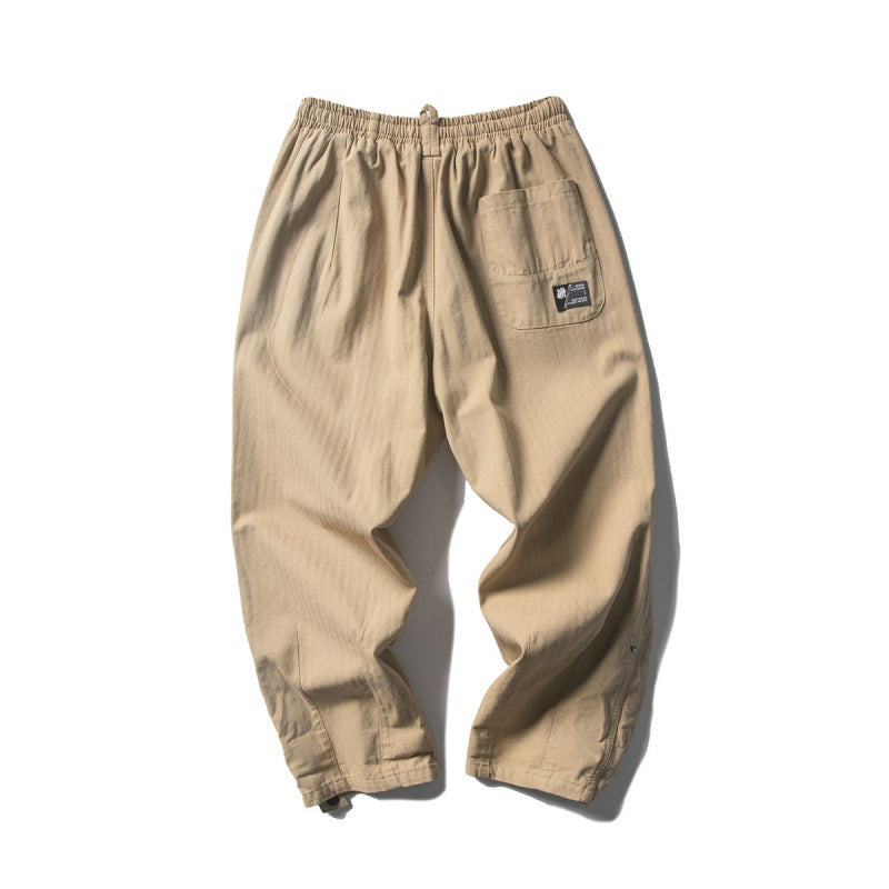 Men's Loose Baggy Cargo Pants with Elastic Waistband Drawstring and Knee Paneling Chichicherry