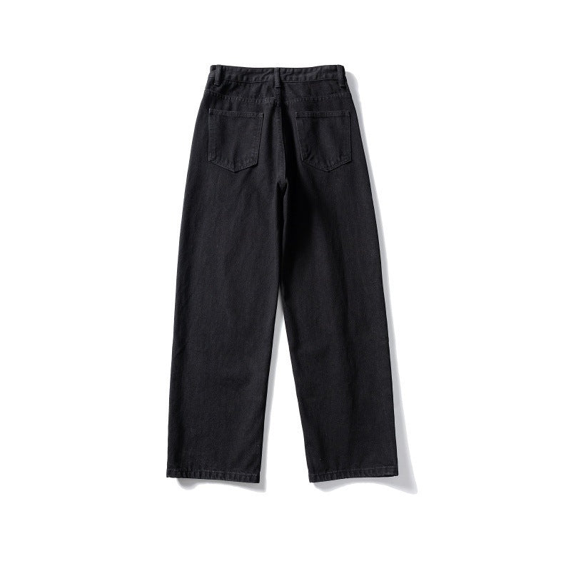 Women's high-waisted wide jeans made of sturdy denim with a straight leg Chichicherry