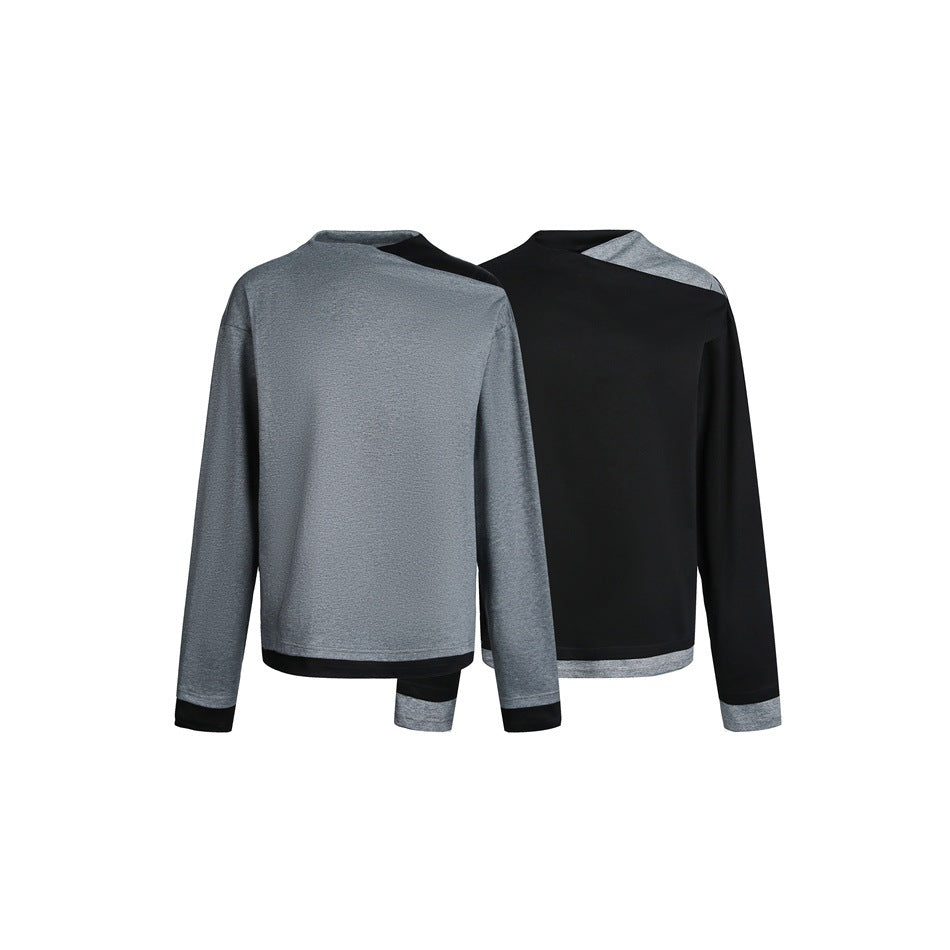 Women's long-sleeve shirt with asymmetric shoulder cutout and contrasting cuffs Chichicherry