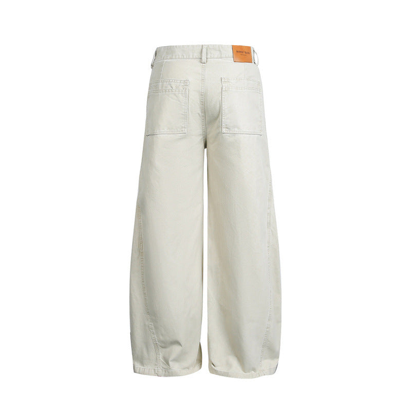 Women's Wide Balloon Cargo Pants with High Waist, Large Flap Pockets and Visible Stitching Details Chichicherry