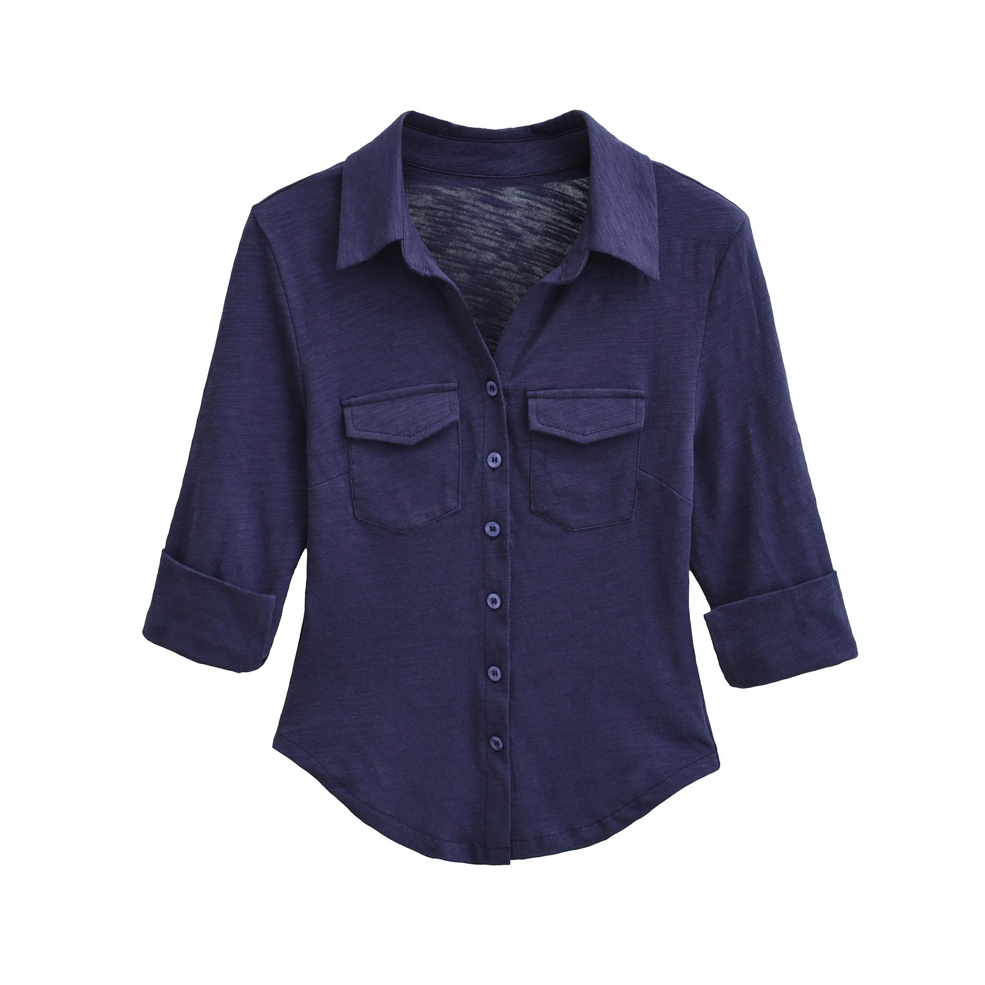 Women’s blouse shirt made of soft jersey with patch breast pockets and three-quarter sleeves Chichicherry