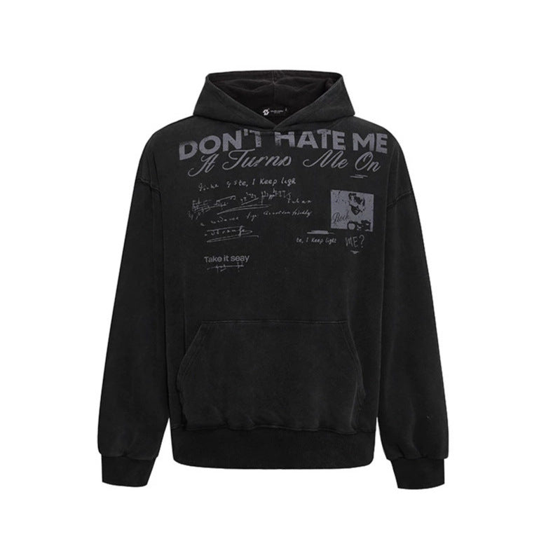 Women's Casual Oversized Hoodie with Typo Front Print, Dropped Shoulders and Kangaroo Pocket Chichicherry